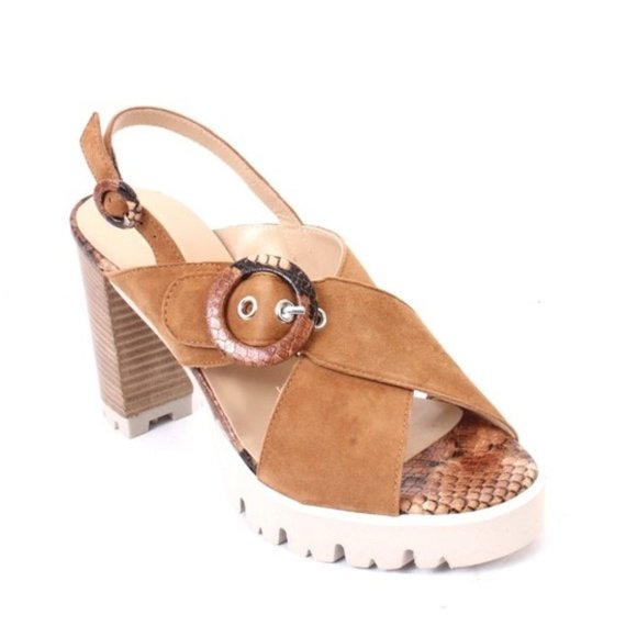 Luca Grossi 468b Multicolor Suede Platform Slingback Heel Sandals - Picture 1 of 8